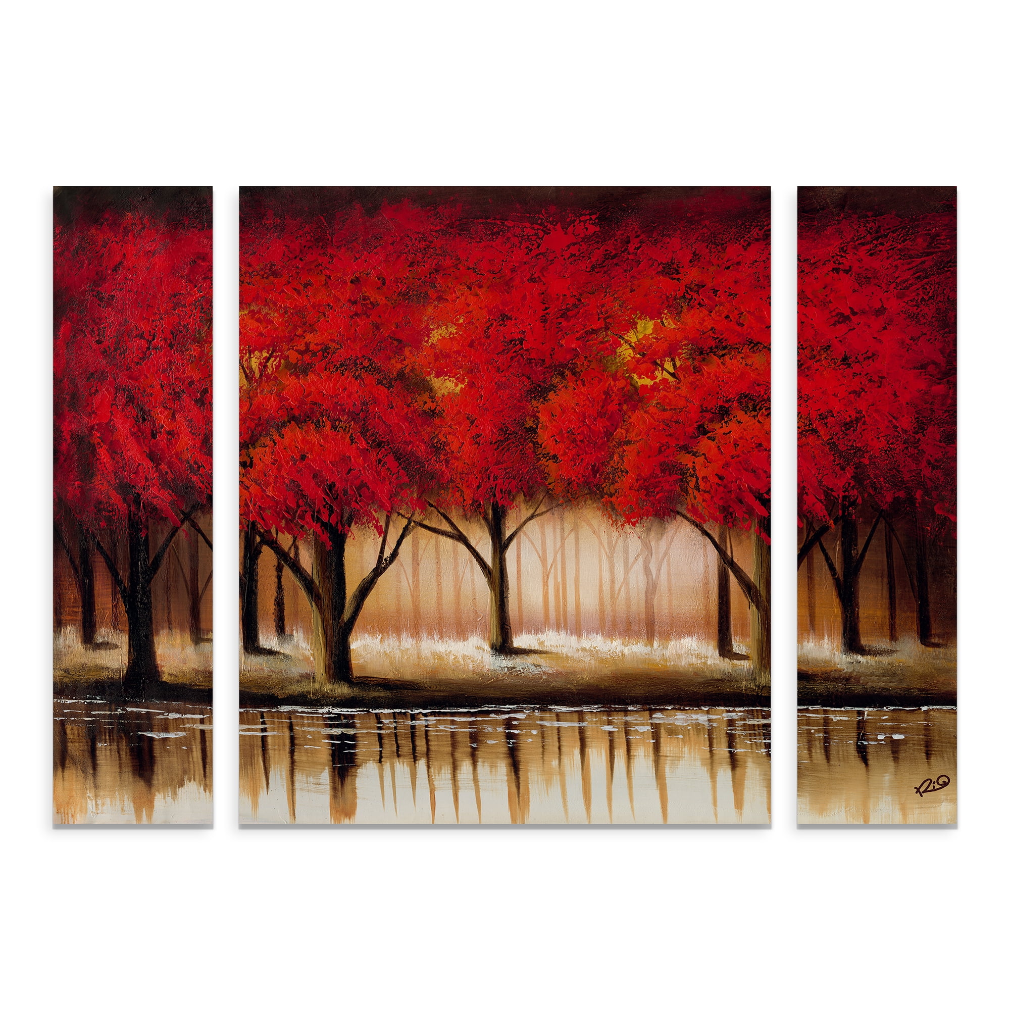 Trademark Fine Art 'Parade of Red Trees II' Multi-Panel Canvas Art Set by Rio