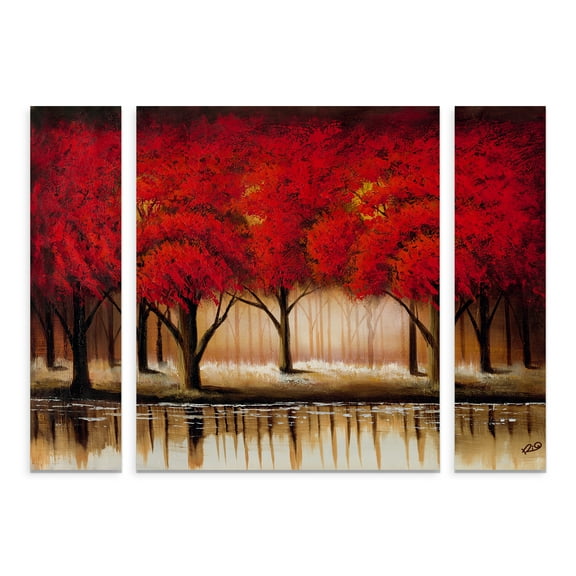 Trademark Fine Art 'Parade of Red Trees II' Multi-Panel Canvas Art Set by Rio