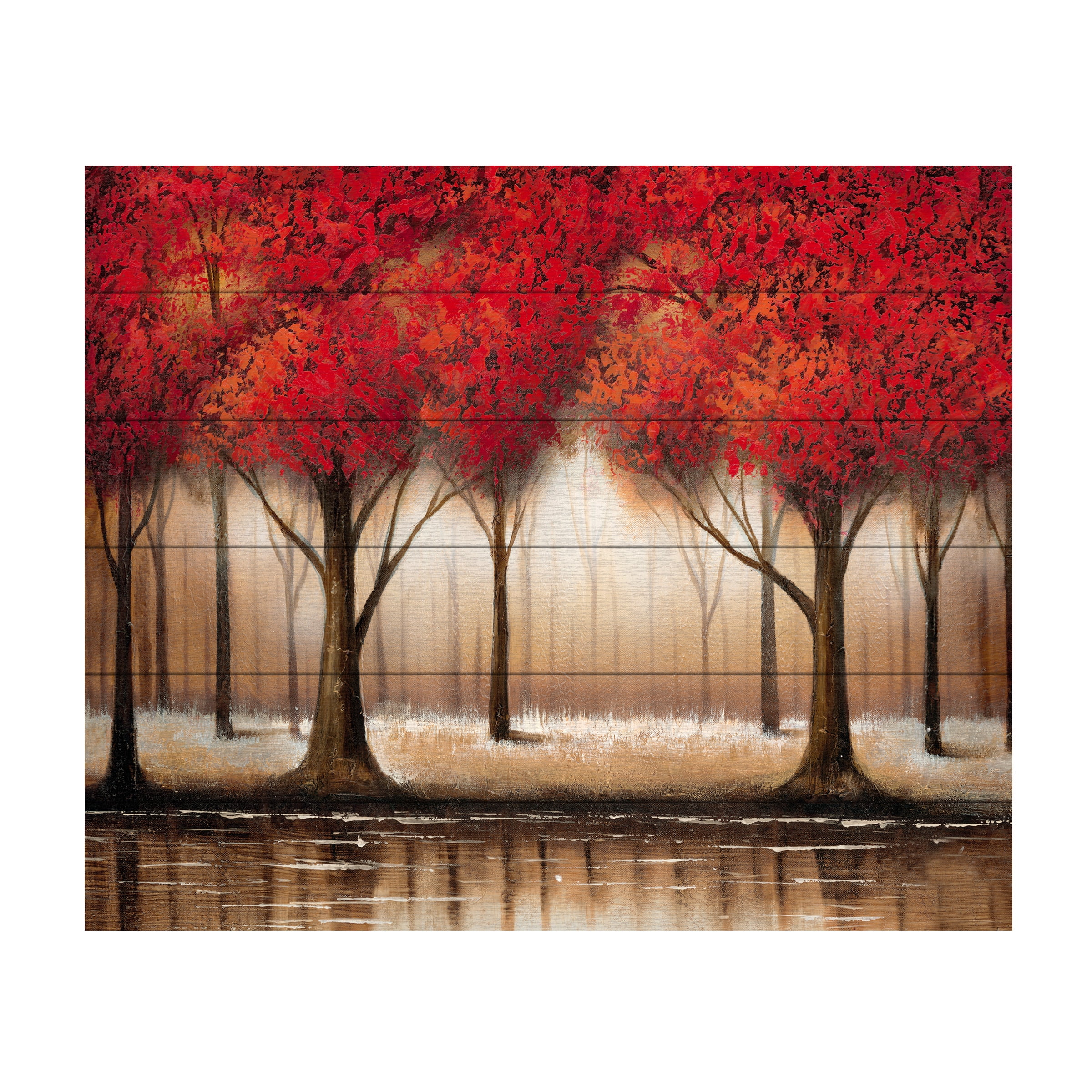 Trademark Fine Art 'Parade of Red Trees' Wooden Wall Art Art by Rio
