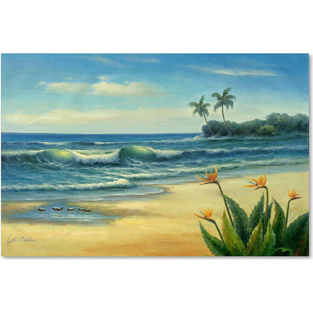 Tropical Beach Waves Canvas Art in Blue and Green