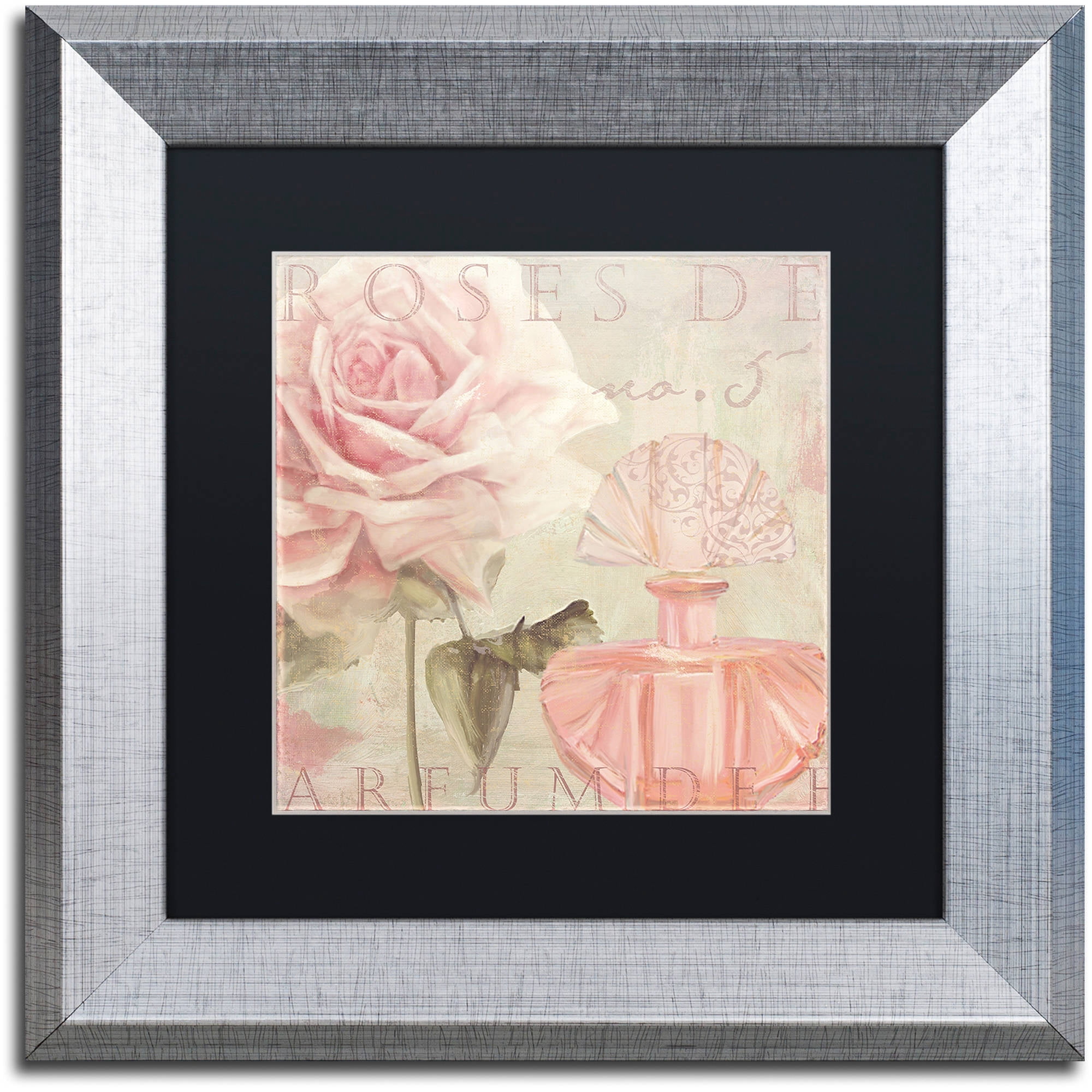 Trademark Fine Art "Parfum de Roses I" Canvas Art by Color Bakery Black Matte, Silver Frame