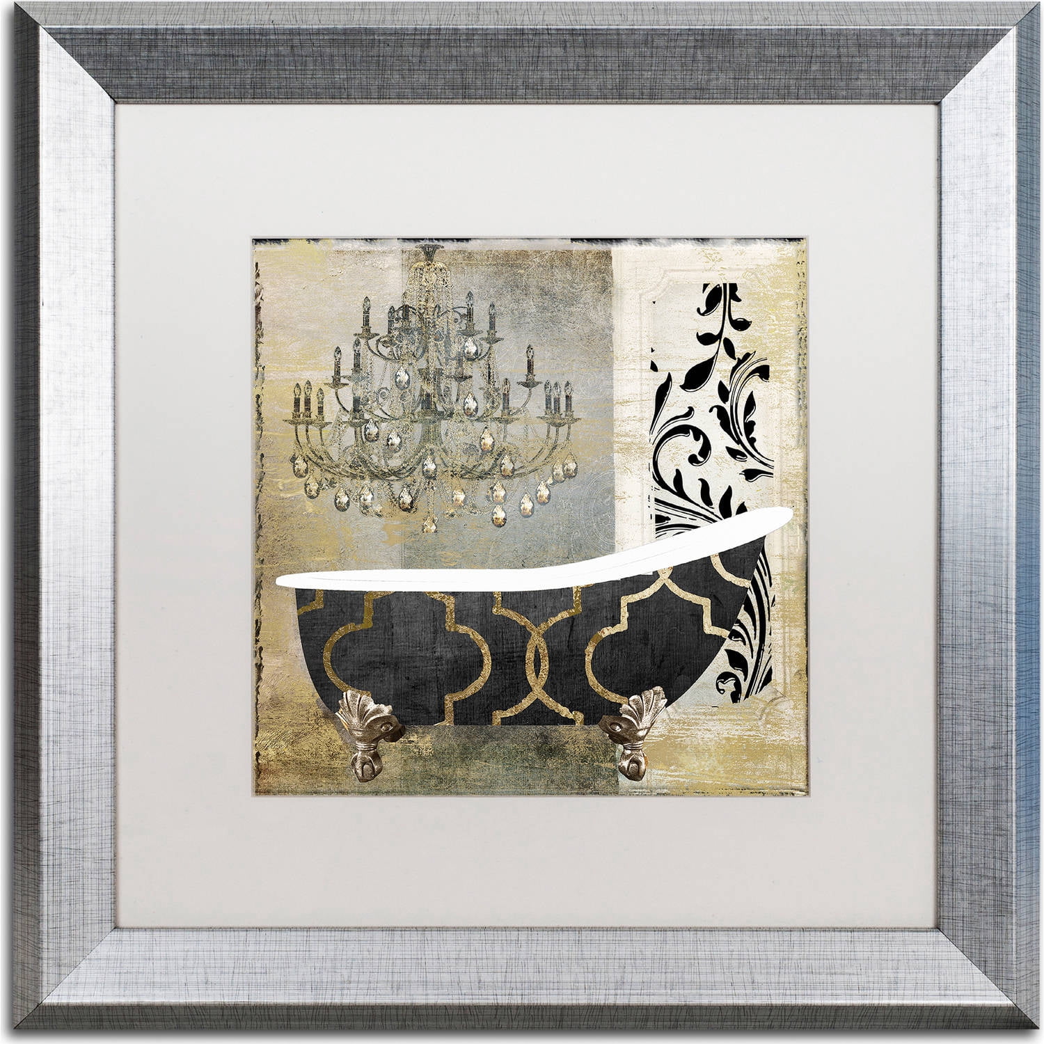 Trademark Fine Art "Paris Bath II" Canvas Art by Color Bakery, White Matte, Silver Frame