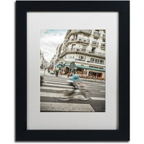 Trademark Fine Art "Paris Bicycle Rider" Canvas Art by Yale Gurney, White Matte, Black Frame