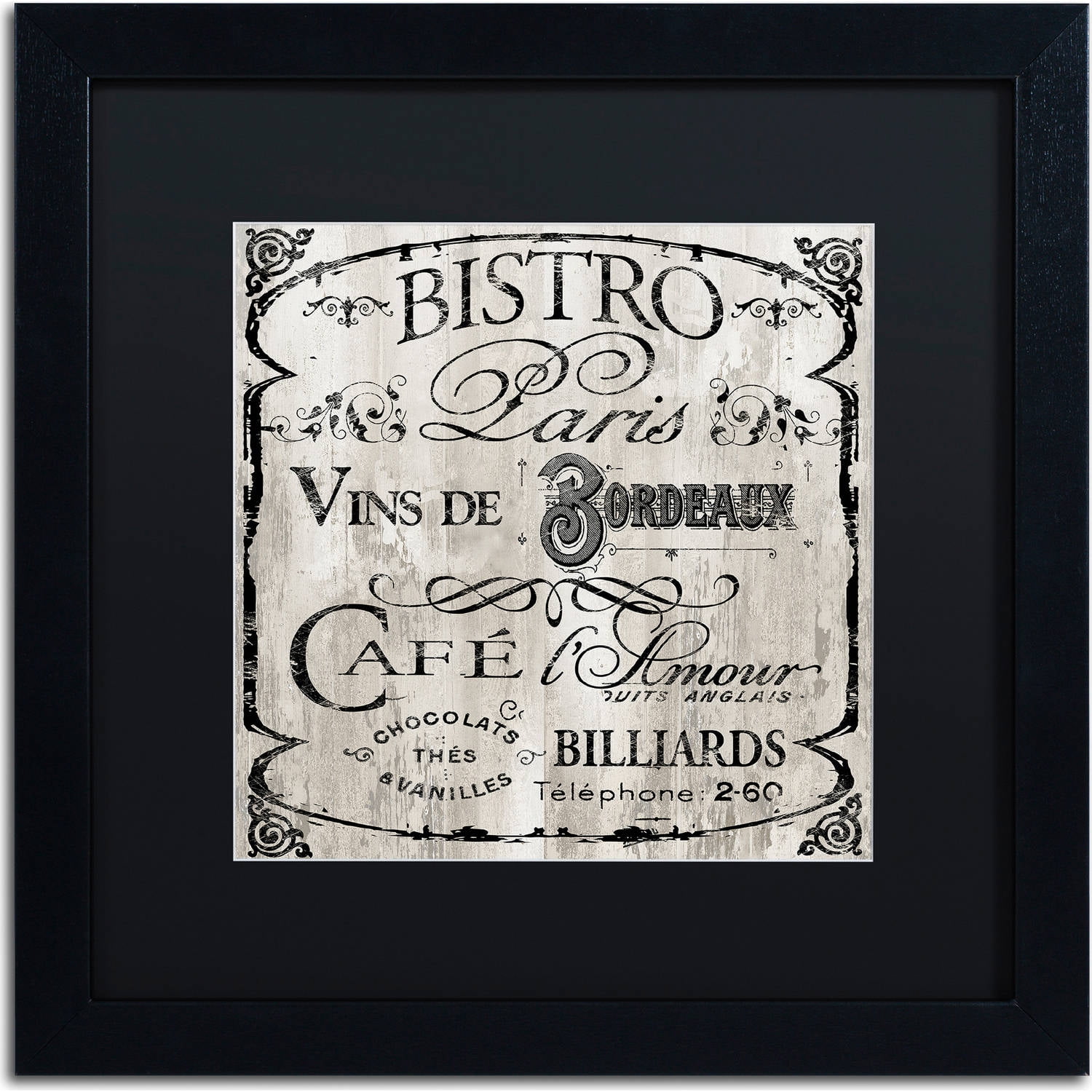 Trademark Fine Art "Paris Bistro III" Canvas Art by Color Bakery, Black Matte, Black Frame