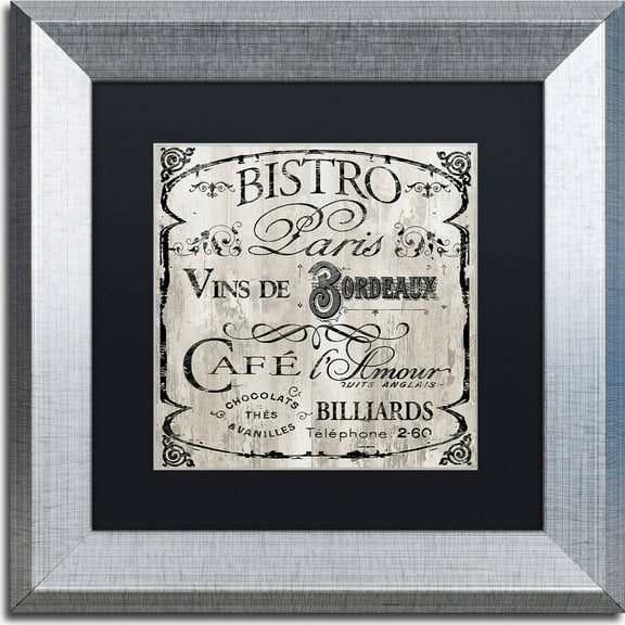Trademark Fine Art "Paris Bistro III" Canvas Art by Color Bakery, Black Matte, Silver Frame