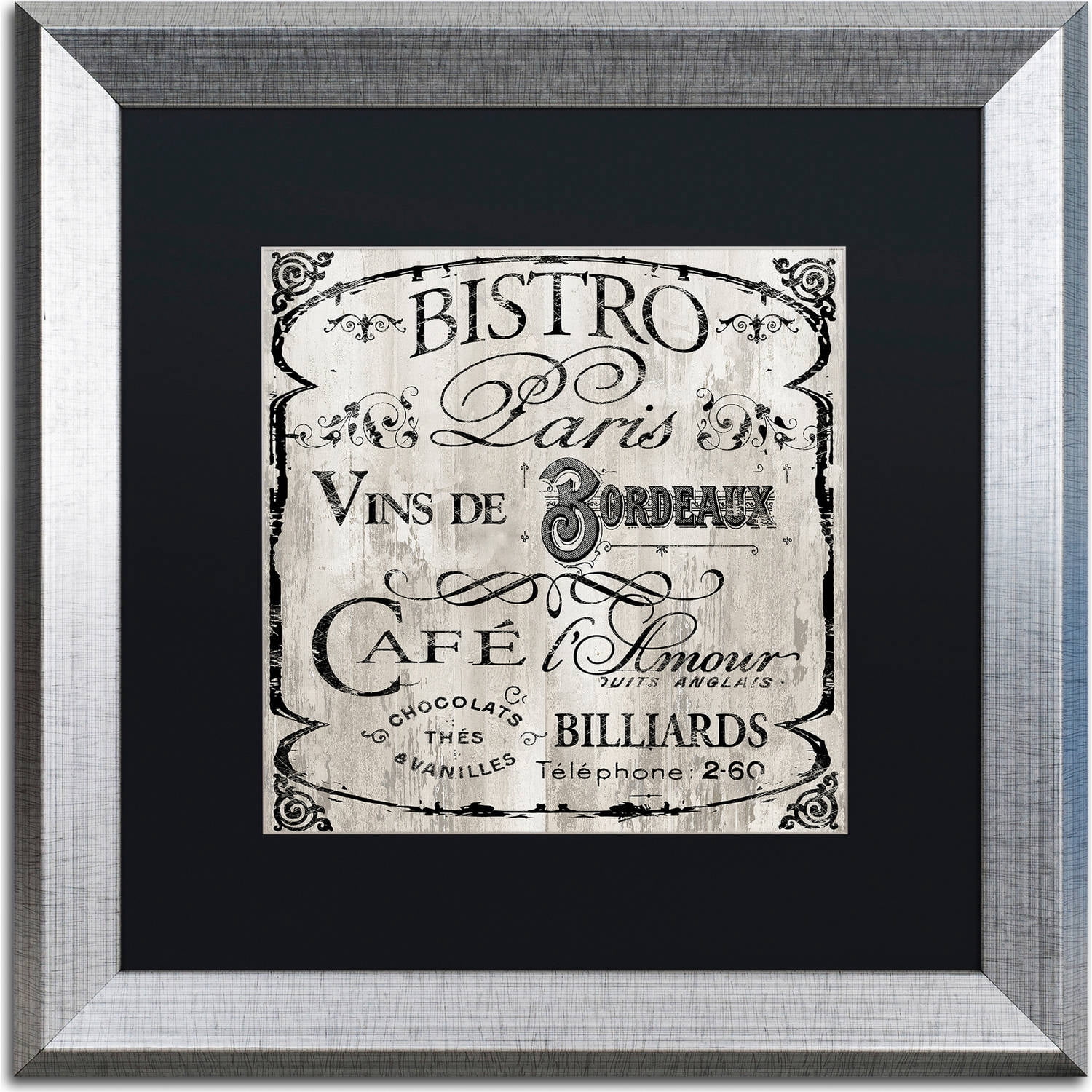 Trademark Fine Art "Paris Bistro III" Canvas Art by Color Bakery, Black Matte, Silver Frame