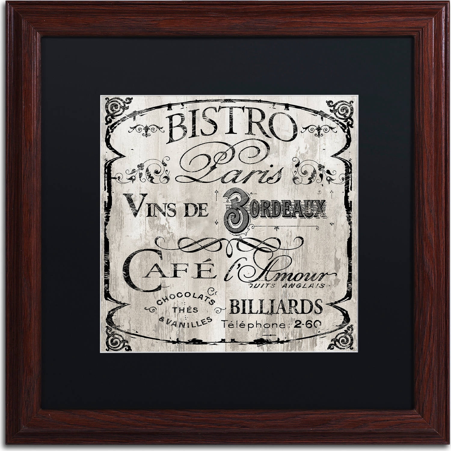 Trademark Fine Art "Paris Bistro III" Canvas Art by Color Bakery, Black Matte, Wood Frame