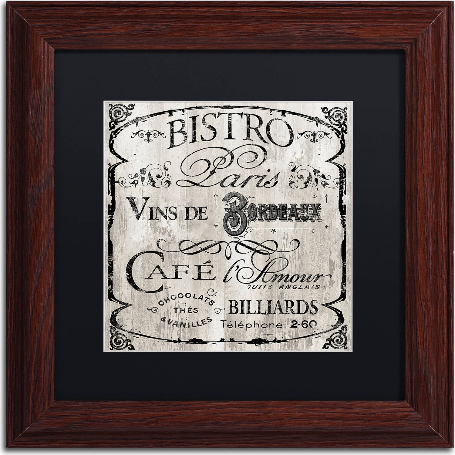 Trademark Fine Art "Paris Bistro III" Canvas Art by Color Bakery, Black Matte, Wood Frame