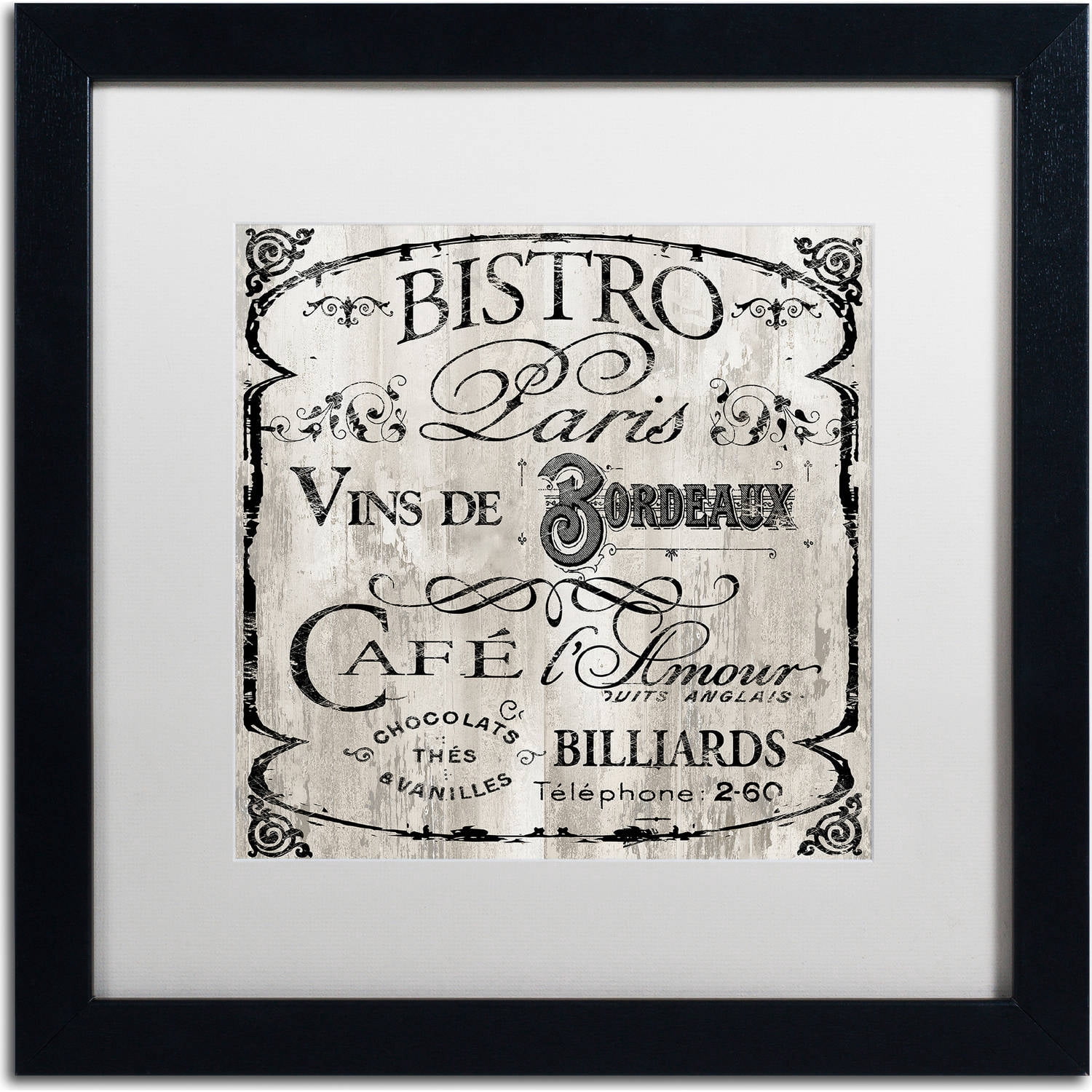 Trademark Fine Art "Paris Bistro III" Canvas Art by Color Bakery, White Matte, Black Frame