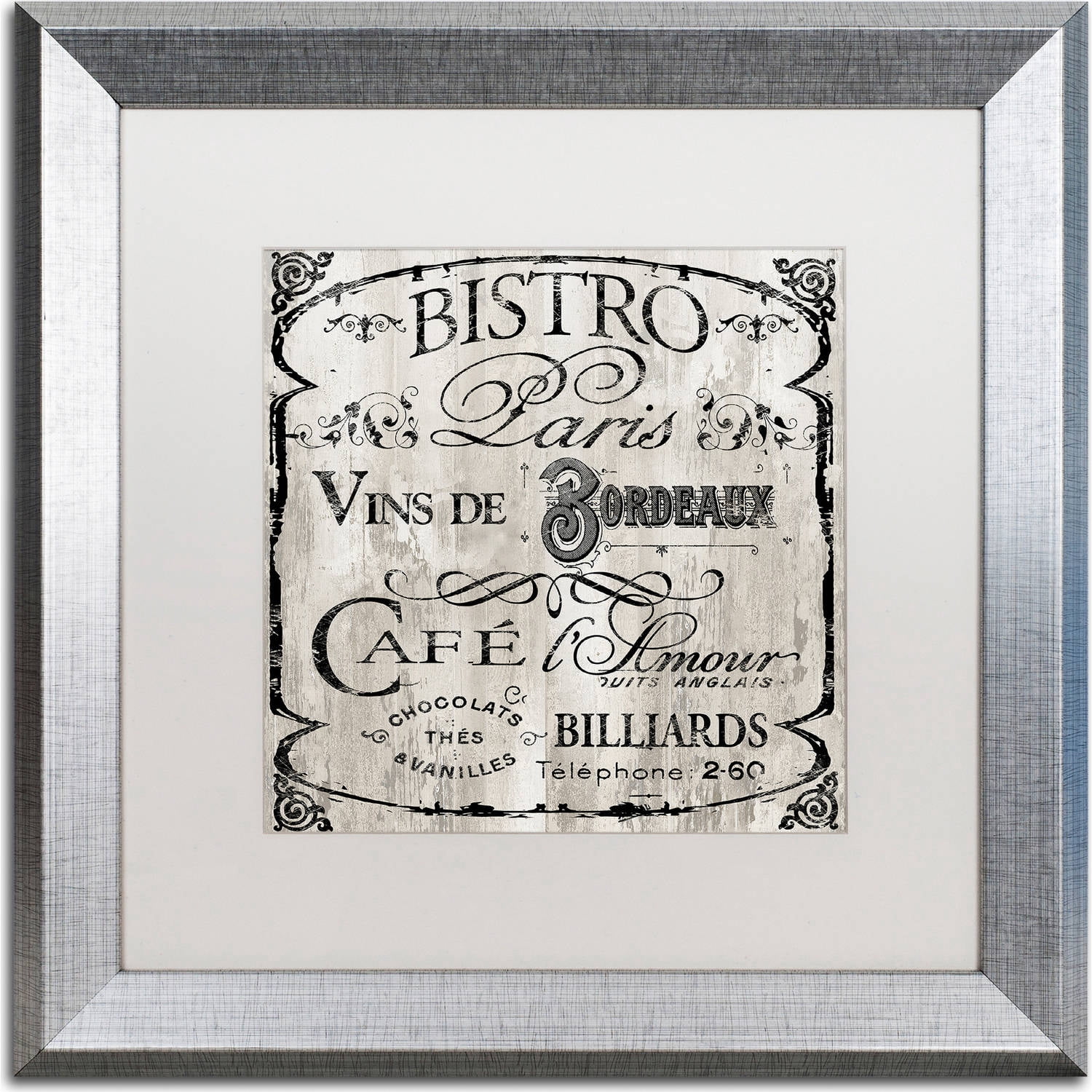 Trademark Fine Art "Paris Bistro III" Canvas Art by Color Bakery, White Matte, Silver Frame
