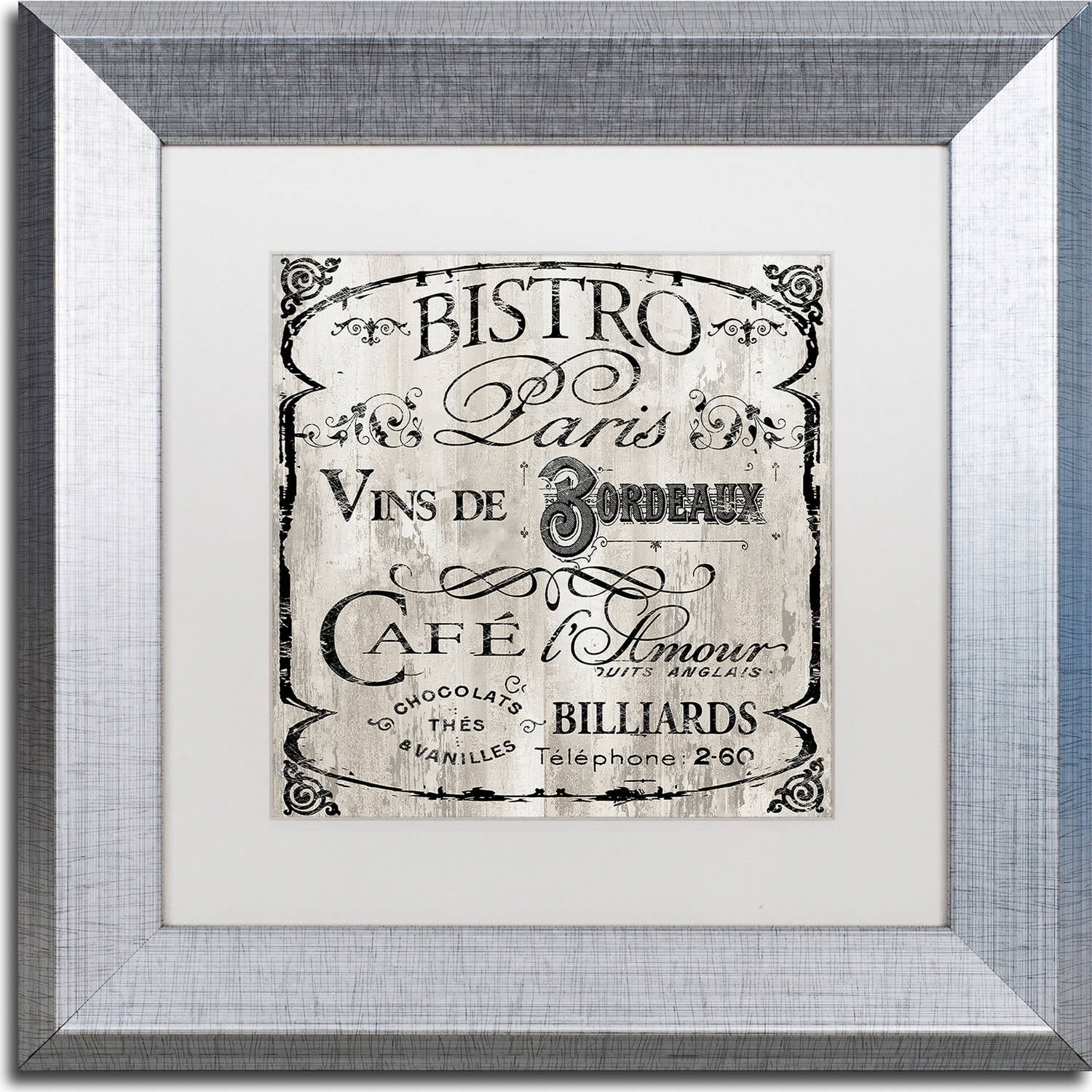 Trademark Fine Art "Paris Bistro III" Canvas Art by Color Bakery, White Matte, Silver Frame