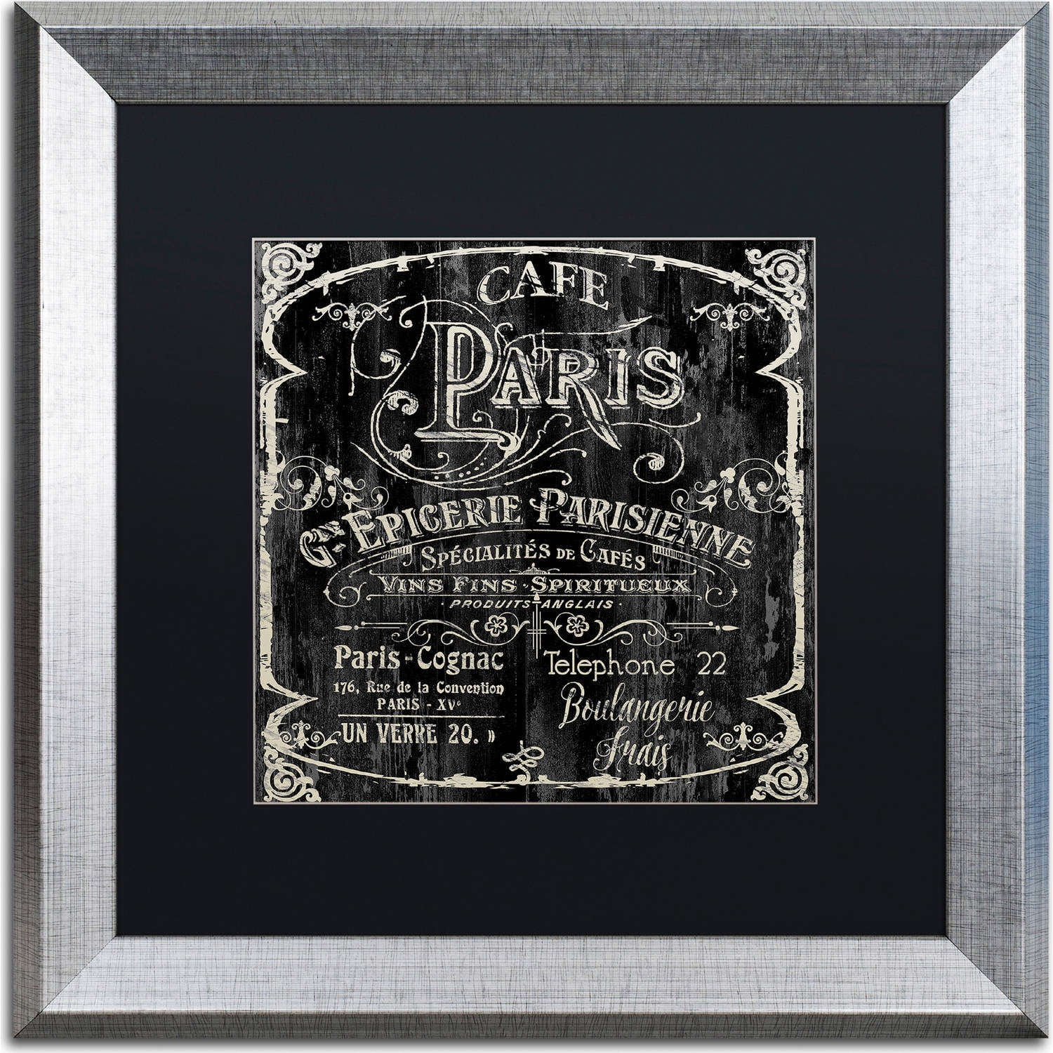 Trademark Fine Art "Paris Bistro VI" Canvas Art by Color Bakery, Black Matte, Silver Frame
