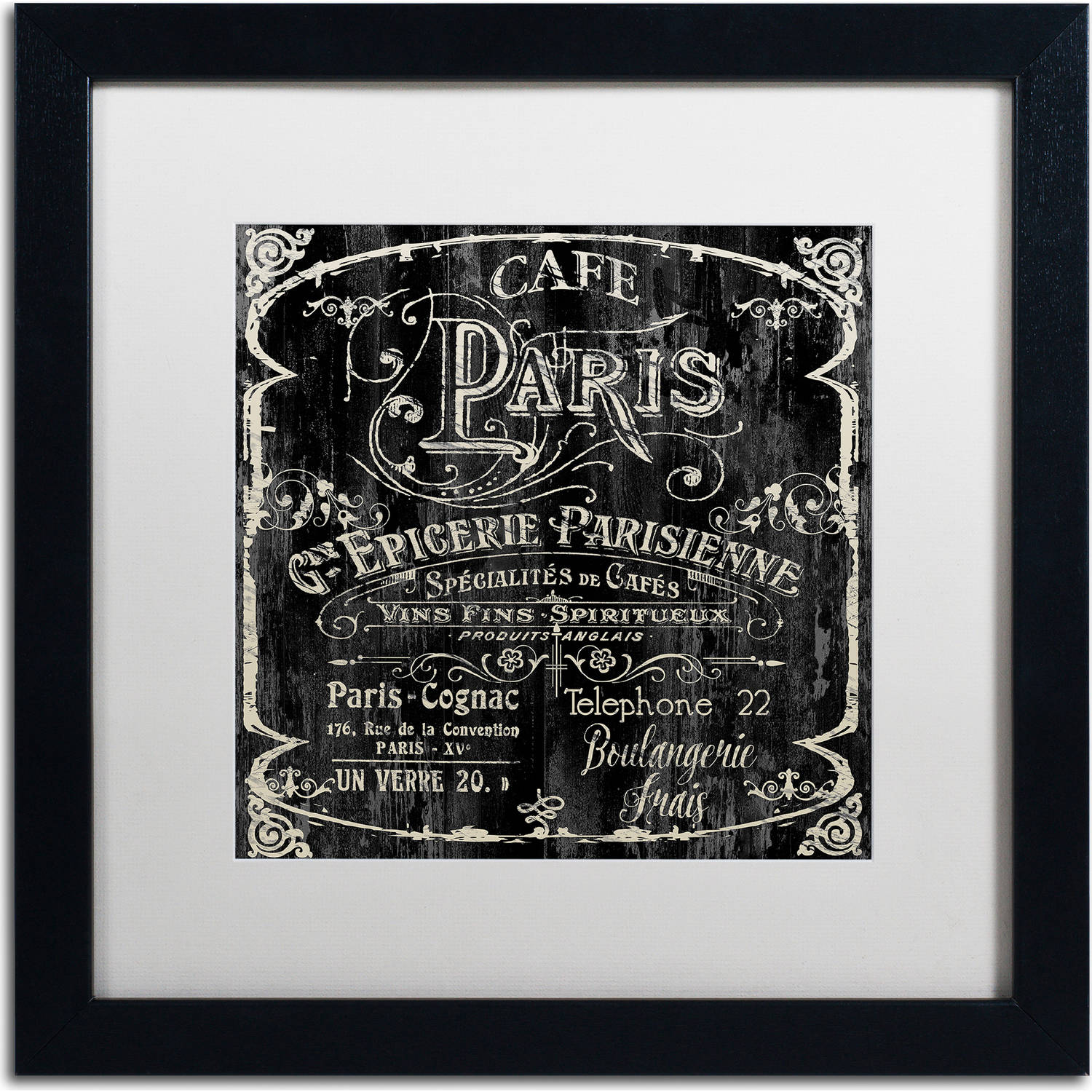 Trademark Fine Art "Paris Bistro VI" Canvas Art by Color Bakery, White Matte, Black Frame