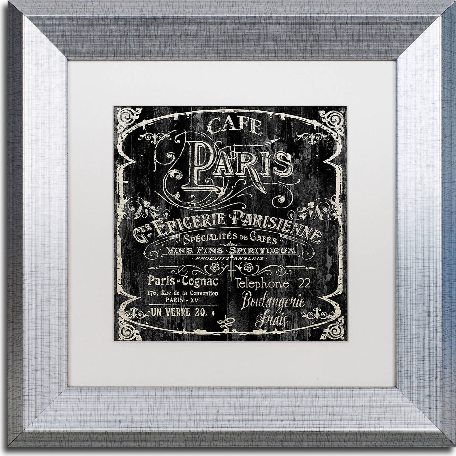 Trademark Fine Art "Paris Bistro VI" Canvas Art by Color Bakery, White Matte, Silver Frame