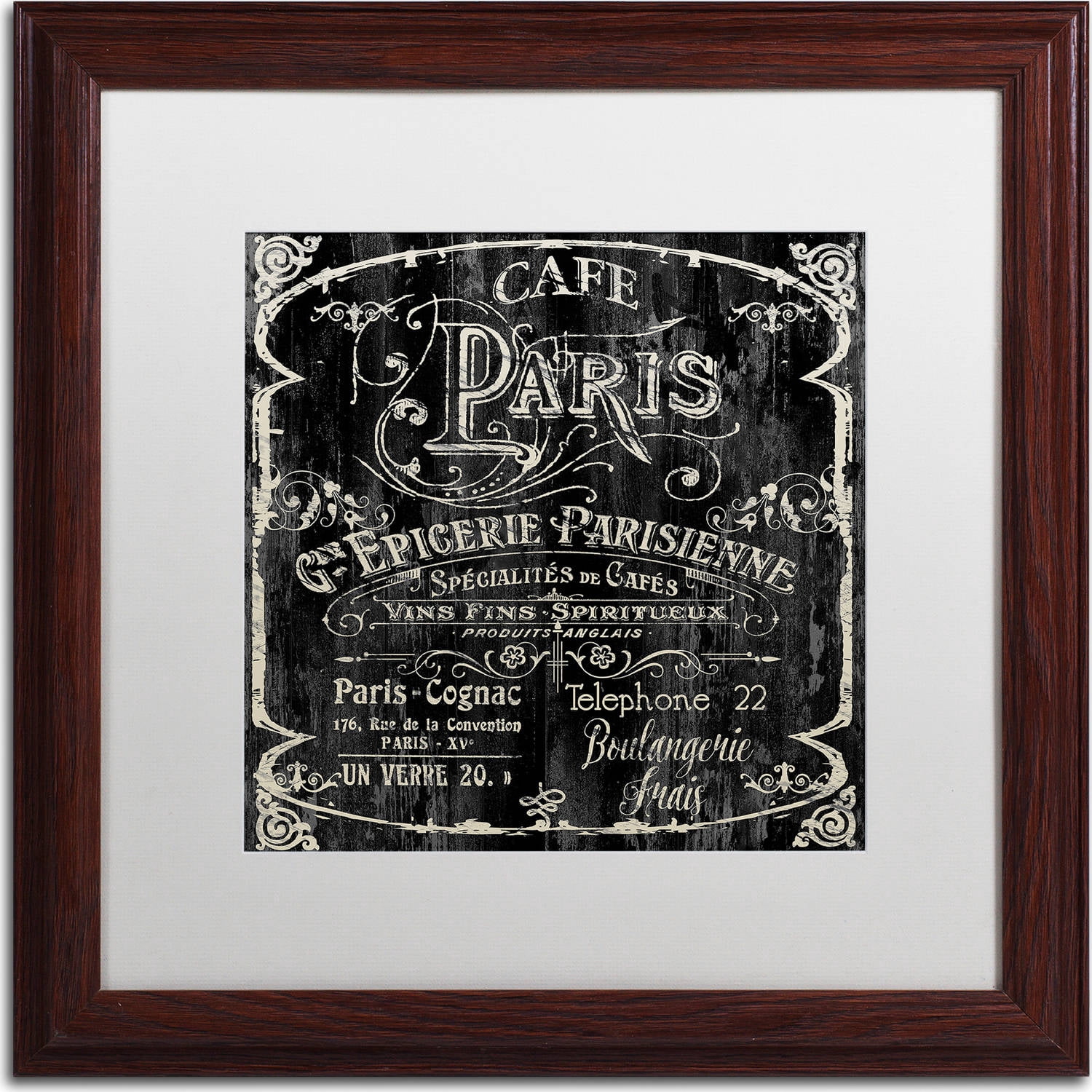Trademark Fine Art "Paris Bistro VI" Canvas Art by Color Bakery, White Matte, Wood Frame