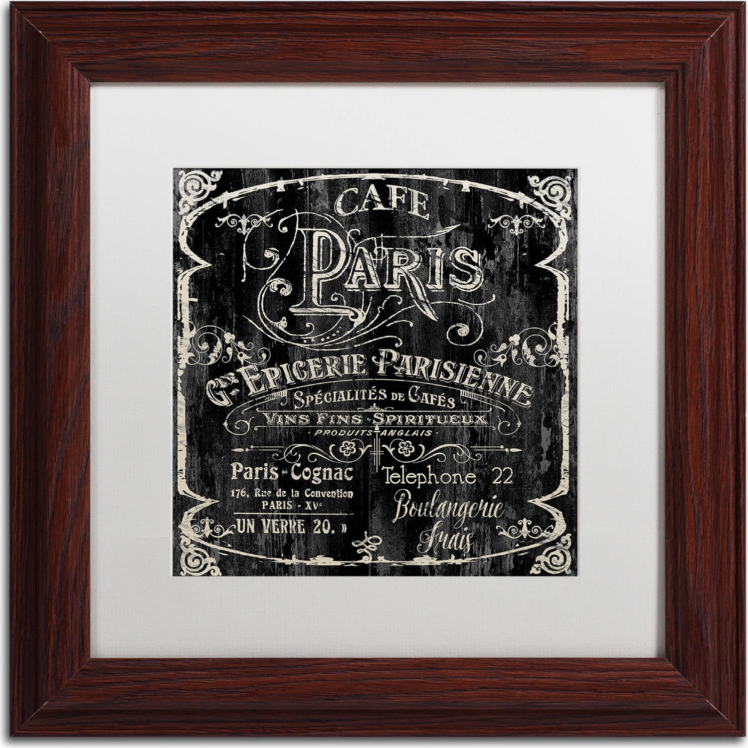 Trademark Fine Art "Paris Bistro VI" Canvas Art by Color Bakery, White Matte, Wood Frame