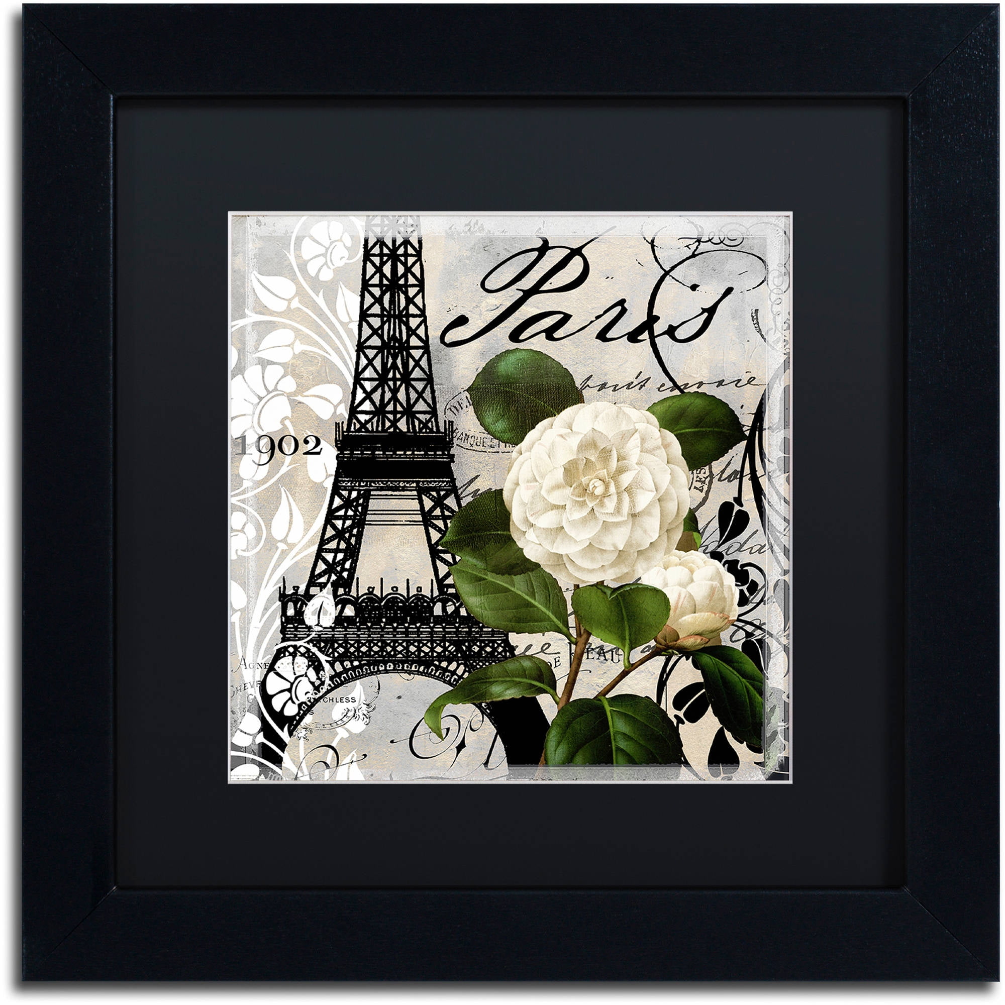 Trademark Fine Art "Paris Blanc I" Canvas Art by Color Bakery Black Matte, Black Frame