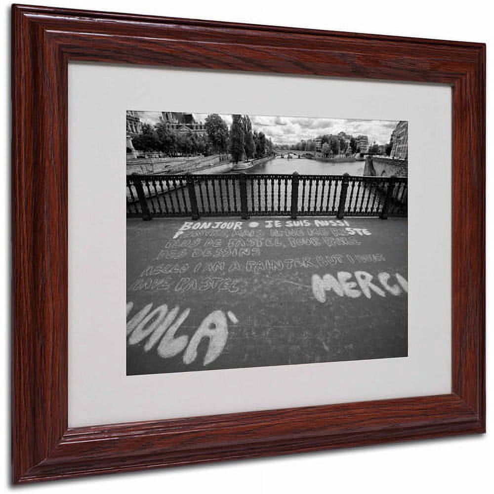 Trademark Fine Art "Paris Bonjour Merci" by Yale Gurney, Wood Frame