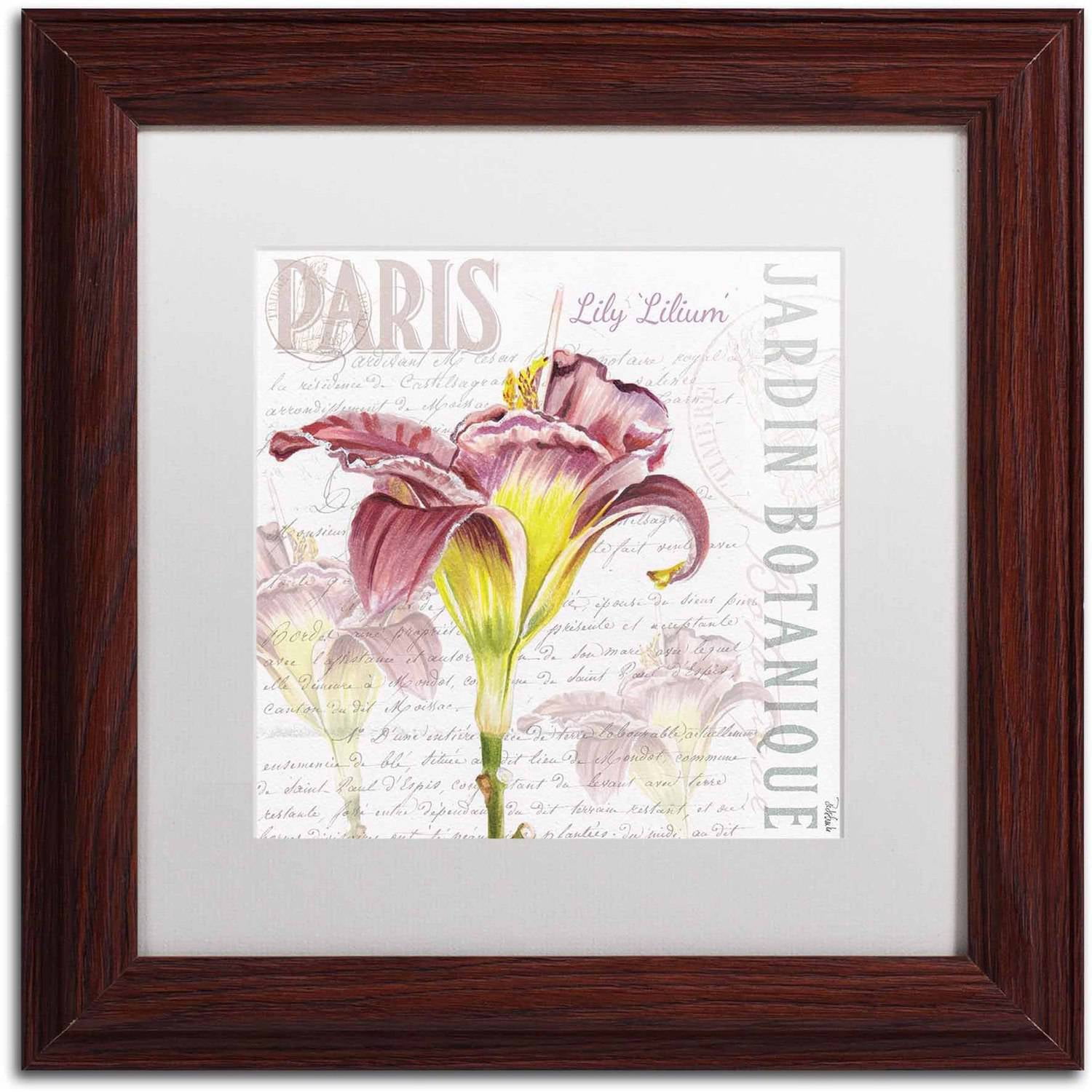 Trademark Fine Art "Paris Botanique Lily Burgundy" Canvas Art by Jennifer Redstreake White Matte, Wood Frame