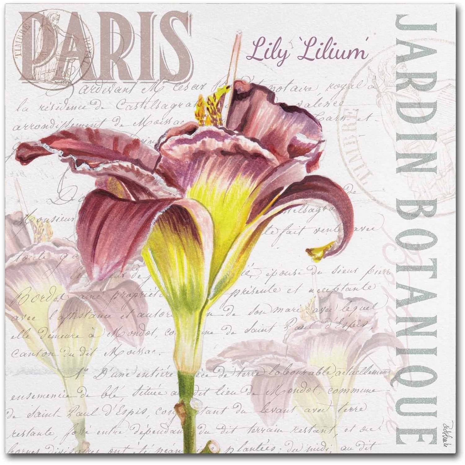 Paris Botanique Burgundy and Yellow Lily Canvas Art