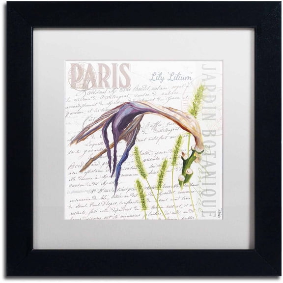 Trademark Fine Art "Paris Botanique Lily Purple" Canvas Art by Jennifer Redstreake White Matte, Black Frame