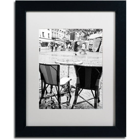 Trademark Fine Art "Paris Cafe for 2" Canvas Art by Yale Gurney, White Matte, Black Frame