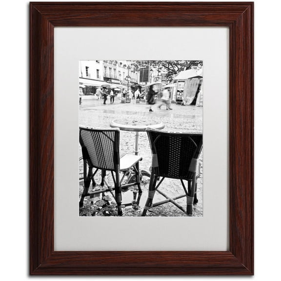 Trademark Fine Art "Paris Cafe for 2" Canvas Art by Yale Gurney, White Matte, Wood Frame