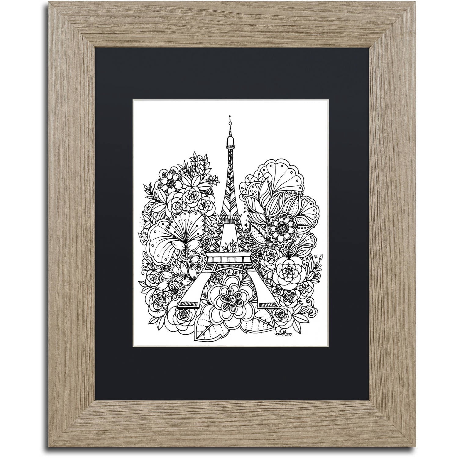Trademark Fine Art "Paris" Canvas Art by KCDoodleArt Black Matte, Birch Frame