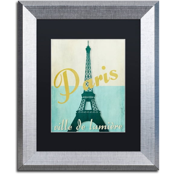 Trademark Fine Art "Paris City of Light" Canvas Art by Color Bakery Black Matte, Silver Frame