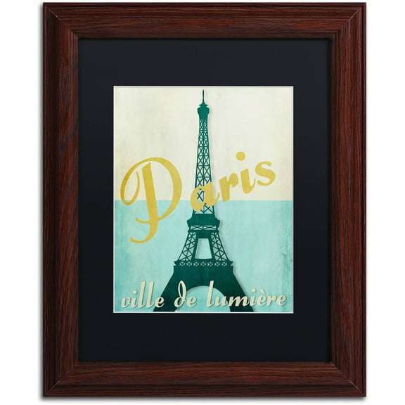 Trademark Fine Art "Paris City of Light" Canvas Art by Color Bakery Black Matte, Wood Frame