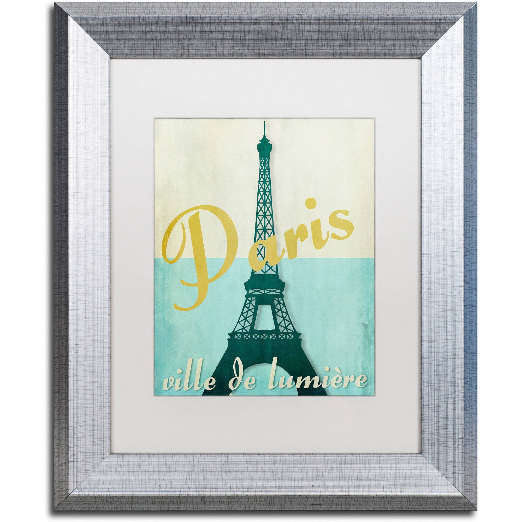 Trademark Fine Art "Paris City of Light" Canvas Art by Color Bakery White Matte, Silver Frame