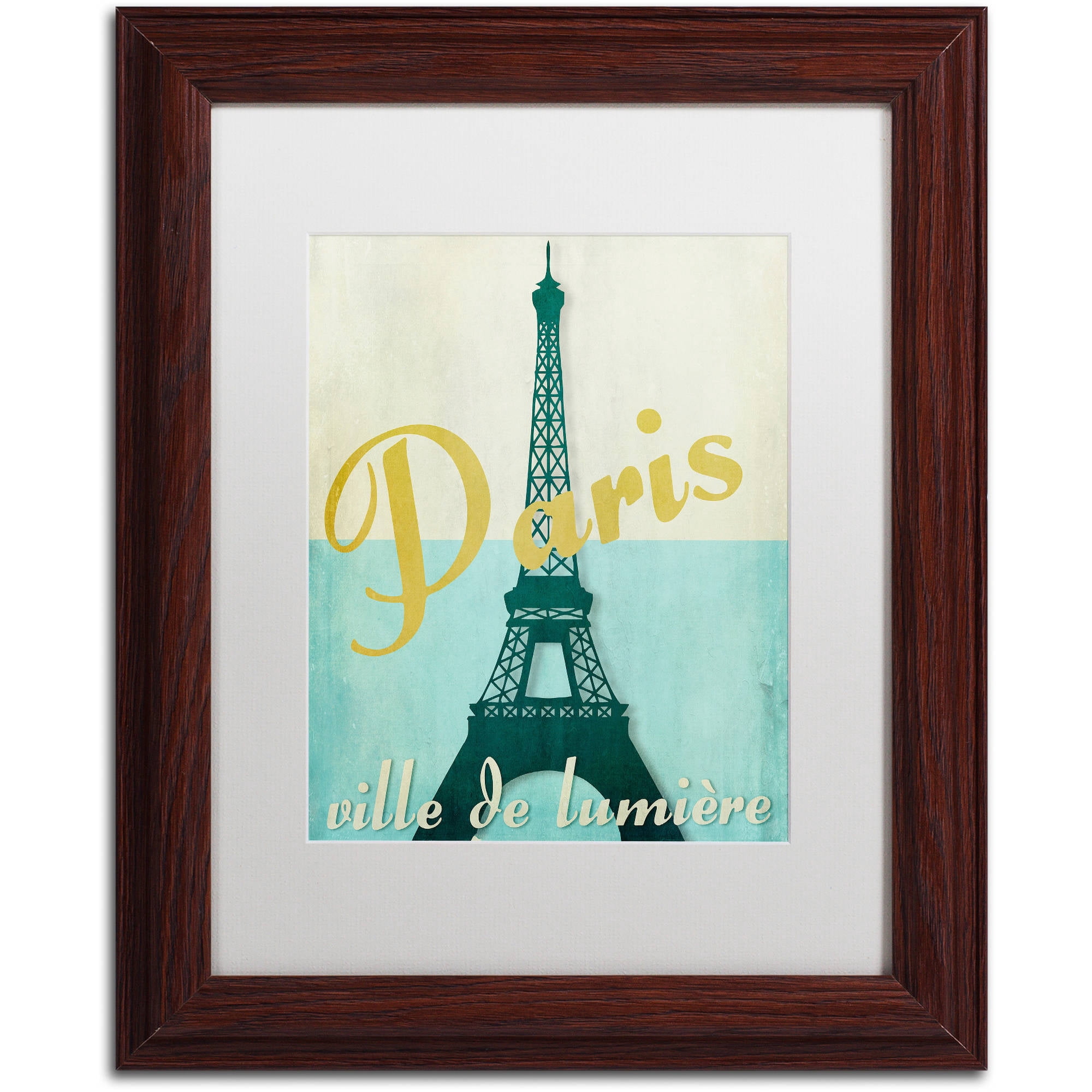 Trademark Fine Art "Paris City of Light" Canvas Art by Color Bakery White Matte, Wood Frame