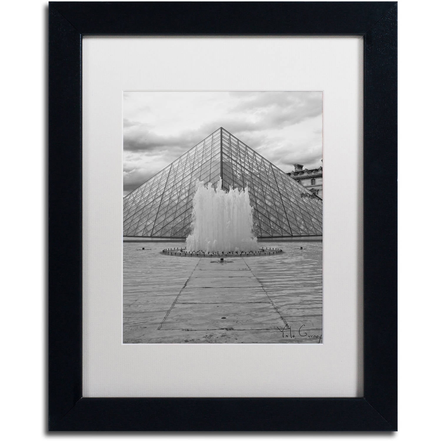 Trademark Fine Art "Paris Deux - Louvre" Canvas Art by Yale Gurney, White Matte, Black Frame