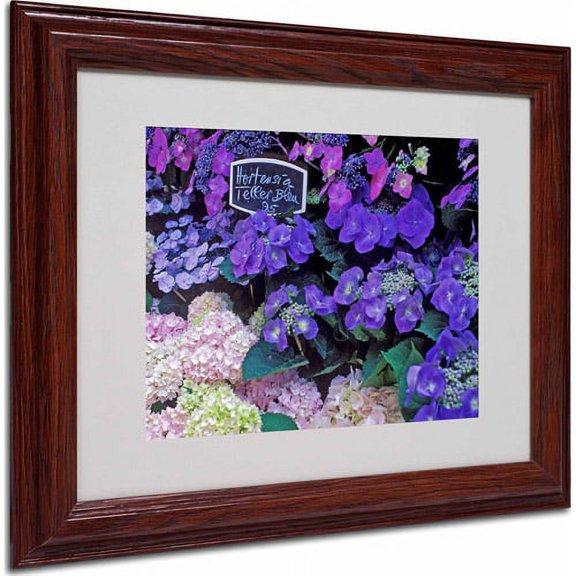 Trademark Fine Art "Paris Flower Market Hydrangeas" Matted Framed Art by Kathy Yates, Wood Frame