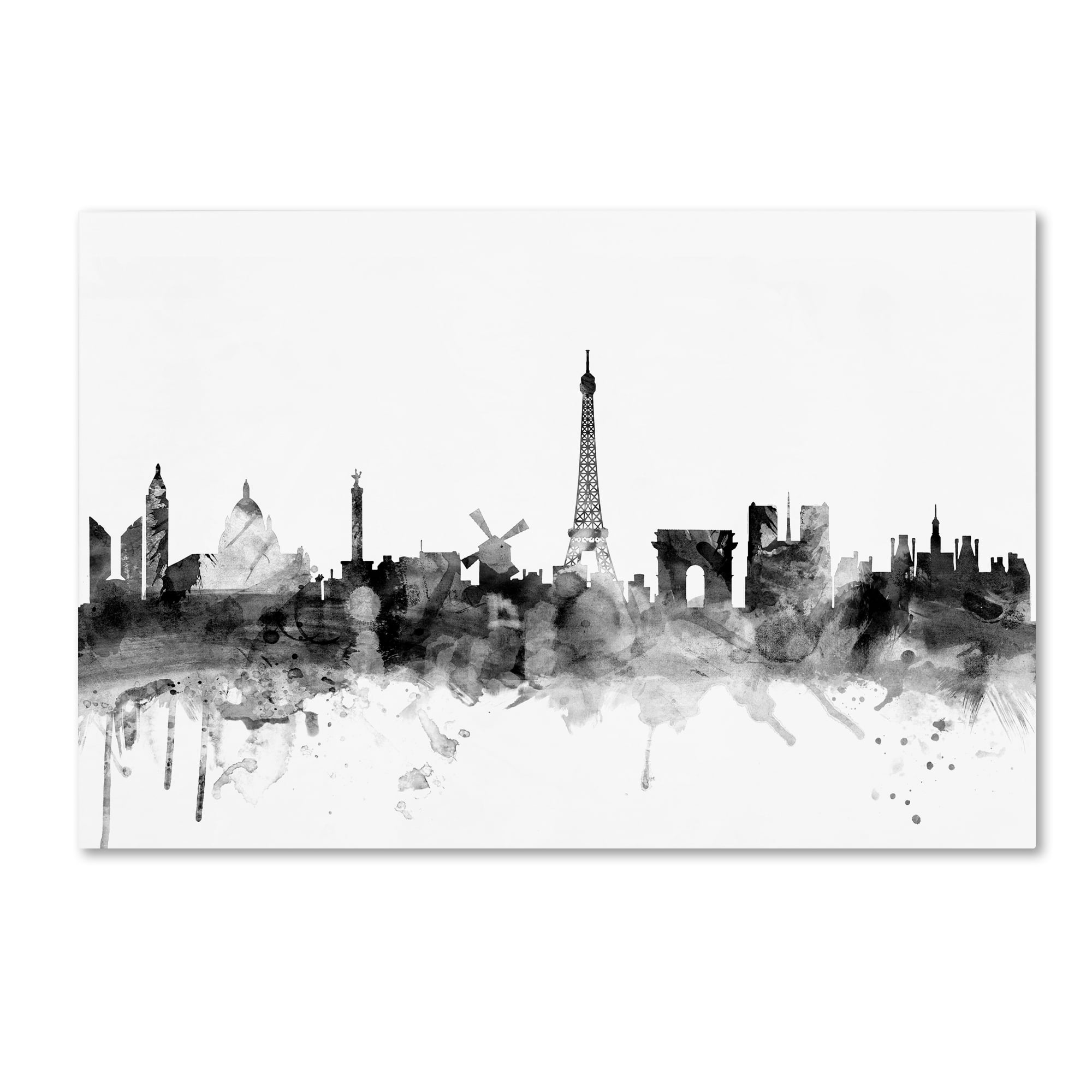 Trademark Fine Art "Paris France Skyline B&W" Canvas Art by Michael Tompsett