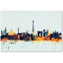 Trademark Fine Art "Paris France Skyline Blue" Canvas Art by Michael Tompsett