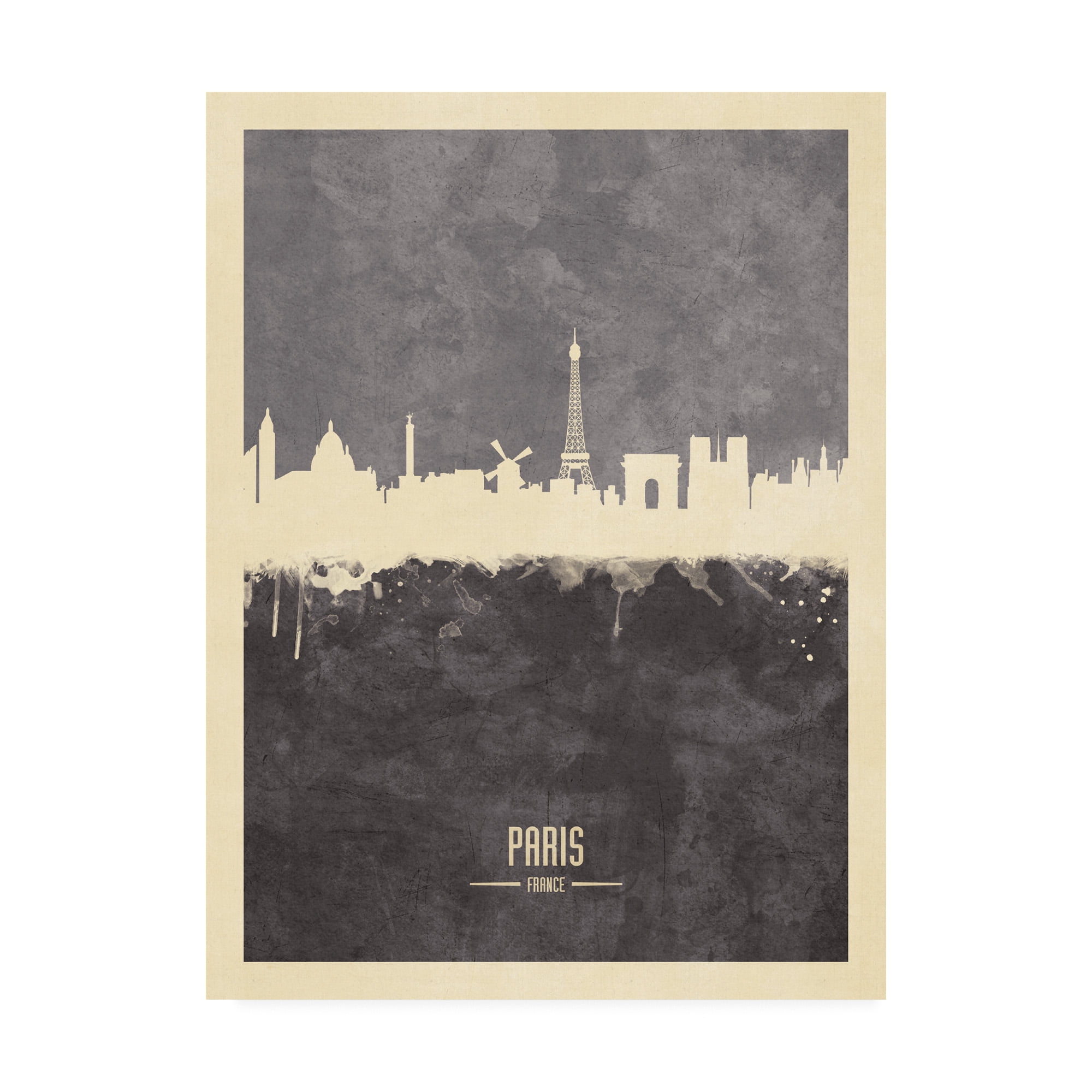 Trademark Fine Art 'Paris France Skyline Gray' Canvas Art by Michael Tompsett