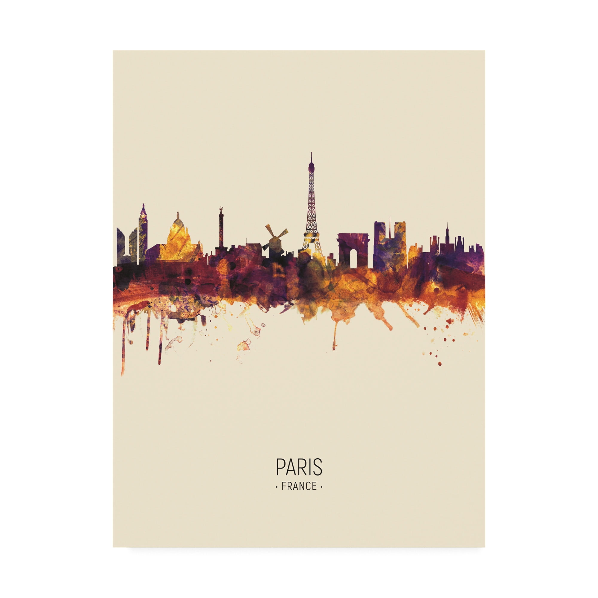 Trademark Fine Art 'Paris France Skyline Portrait III' Canvas Art by Michael Tompsett