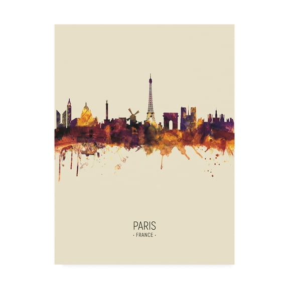 Trademark Fine Art 'Paris France Skyline Portrait III' Canvas Art by Michael Tompsett