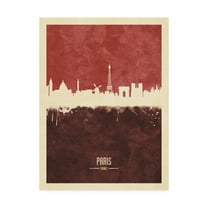 Trademark Fine Art 'Paris France Skyline Red II' Canvas Art by Michael Tompsett