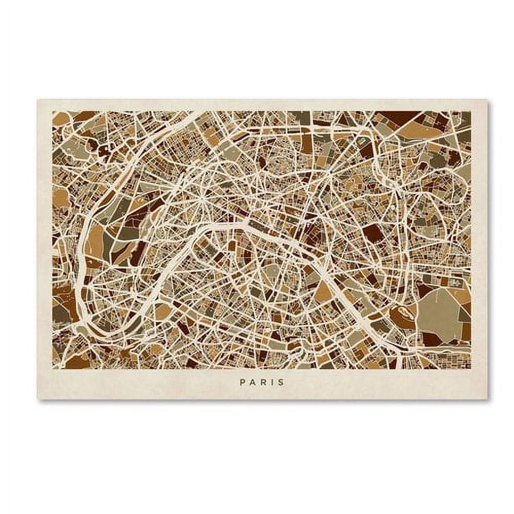 Trademark Fine Art "Paris France Street Map" Canvas Art by Michael Tompsett