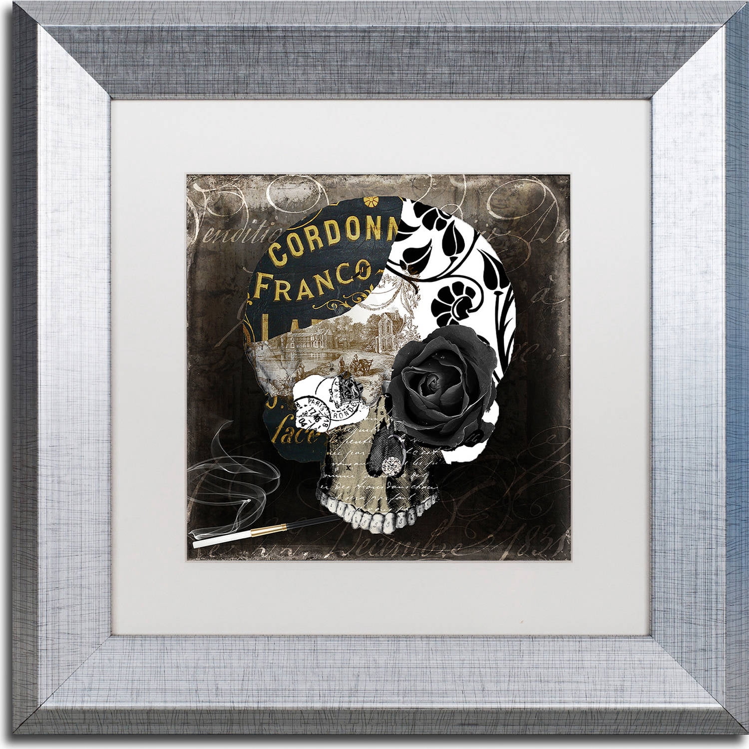 Trademark Fine Art "Paris Halloween II" Canvas Art by Color Bakery, White Matte, Silver Frame