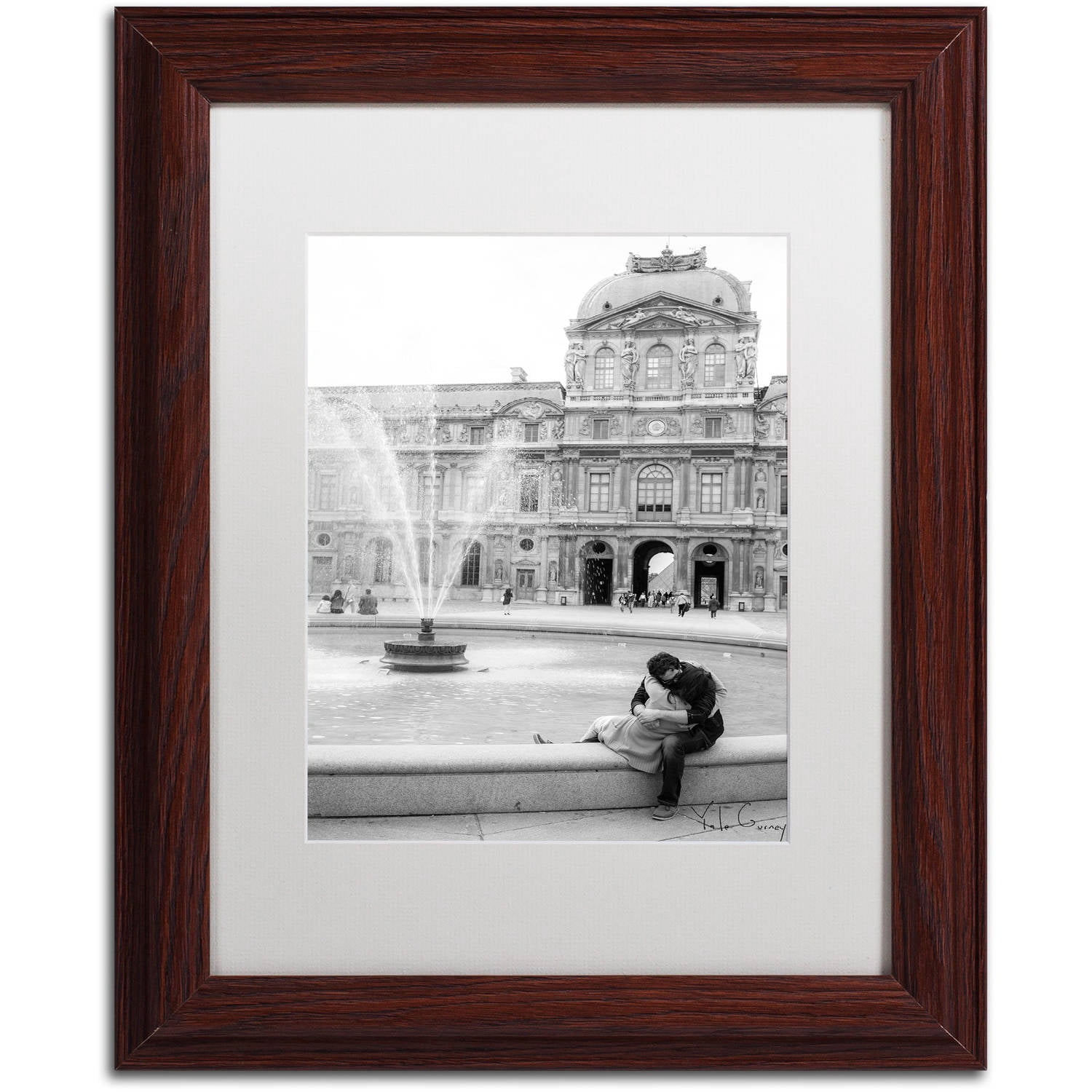 Trademark Fine Art "Paris Kiss" Canvas Art by Yale Gurney, White Matte, Wood Frame