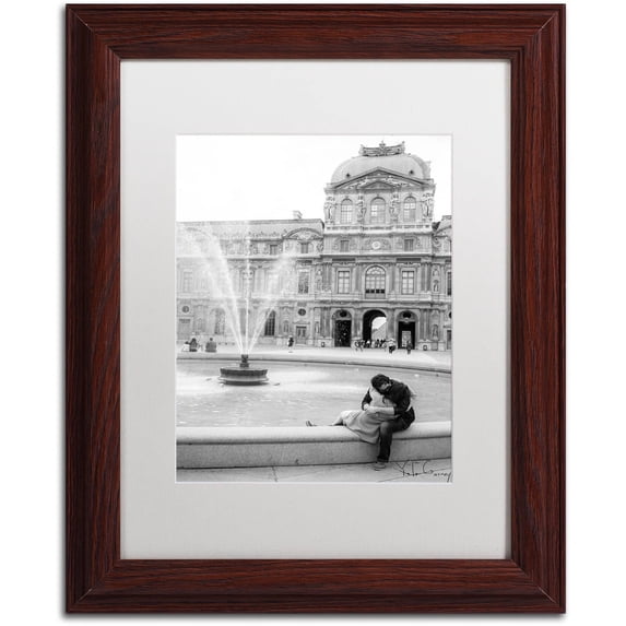 Trademark Fine Art "Paris Kiss" Canvas Art by Yale Gurney, White Matte, Wood Frame