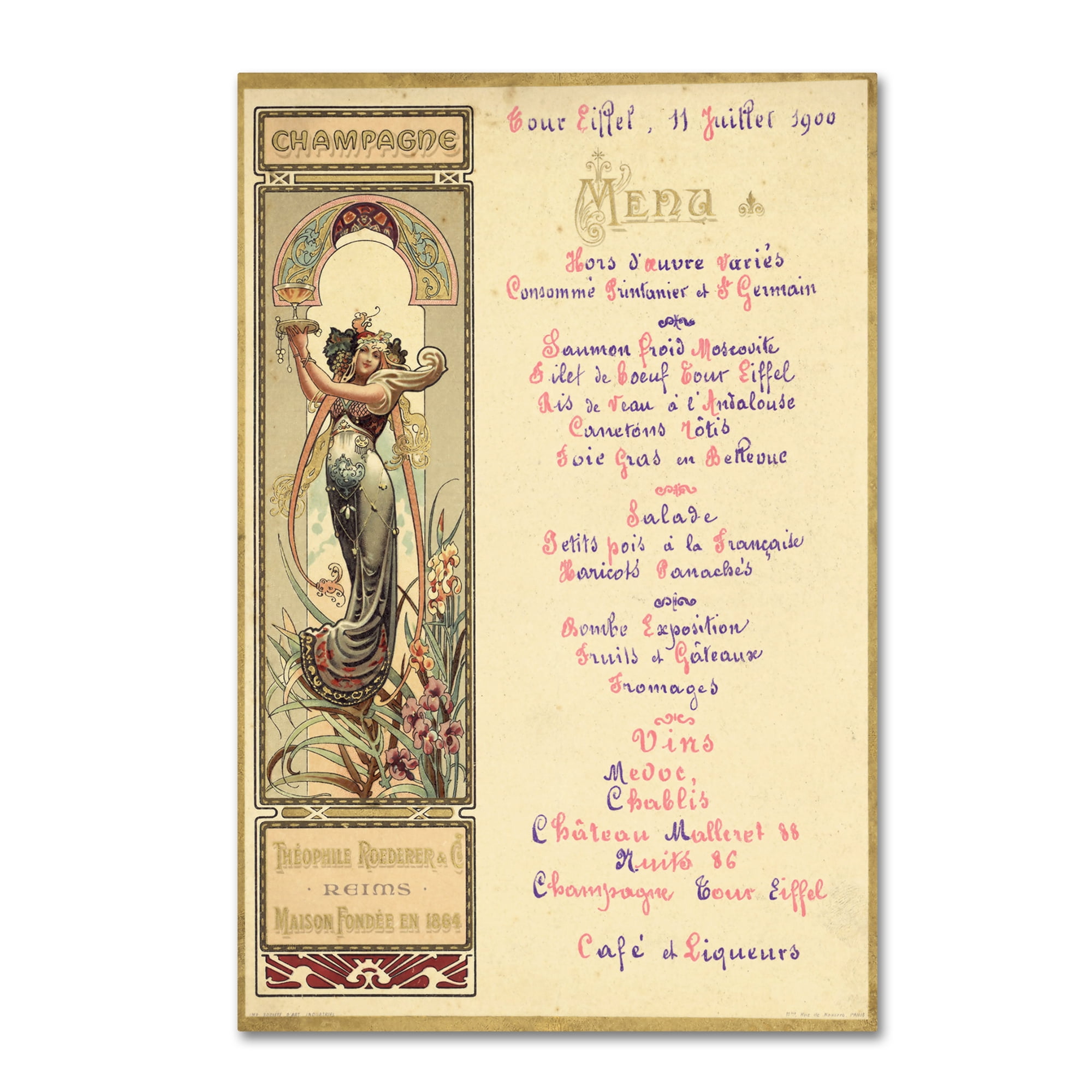 Trademark Fine Art 'Paris Nouveau Menu' Canvas Art by Vintage Apple Collection