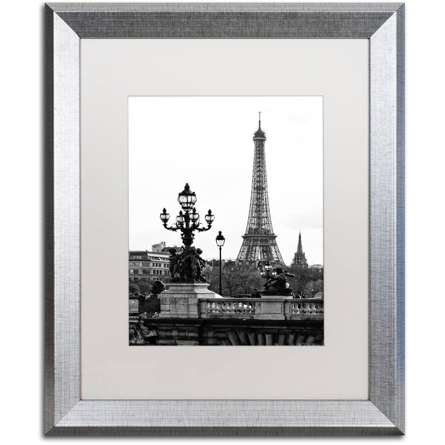 Trademark Fine Art "Paris Romantic" Canvas Art by Philippe Hugonnard, White Matte, Silver Frame