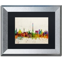 Trademark Fine Art "Paris Skyline" Canvas Art by Michael Tompsett Black Matte, Silver Frame