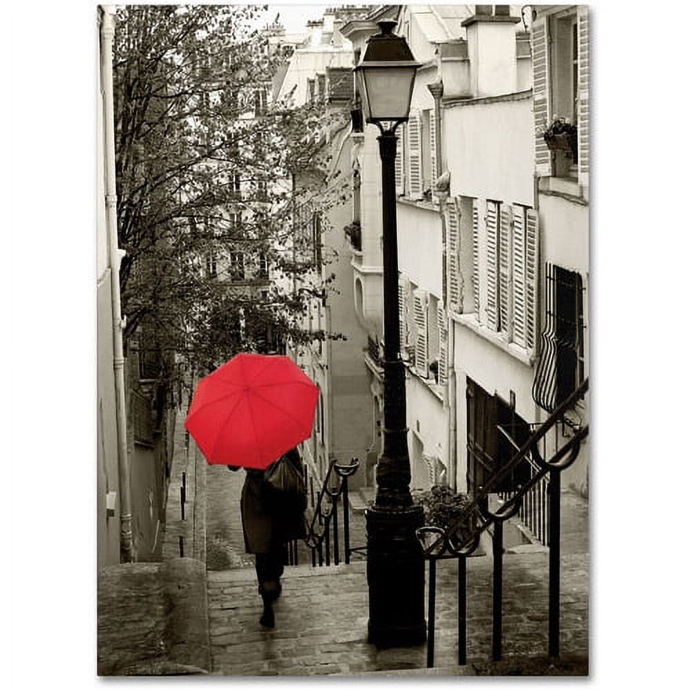 Paris Stroll II Red Umbrella Canvas Art 35" x 47"