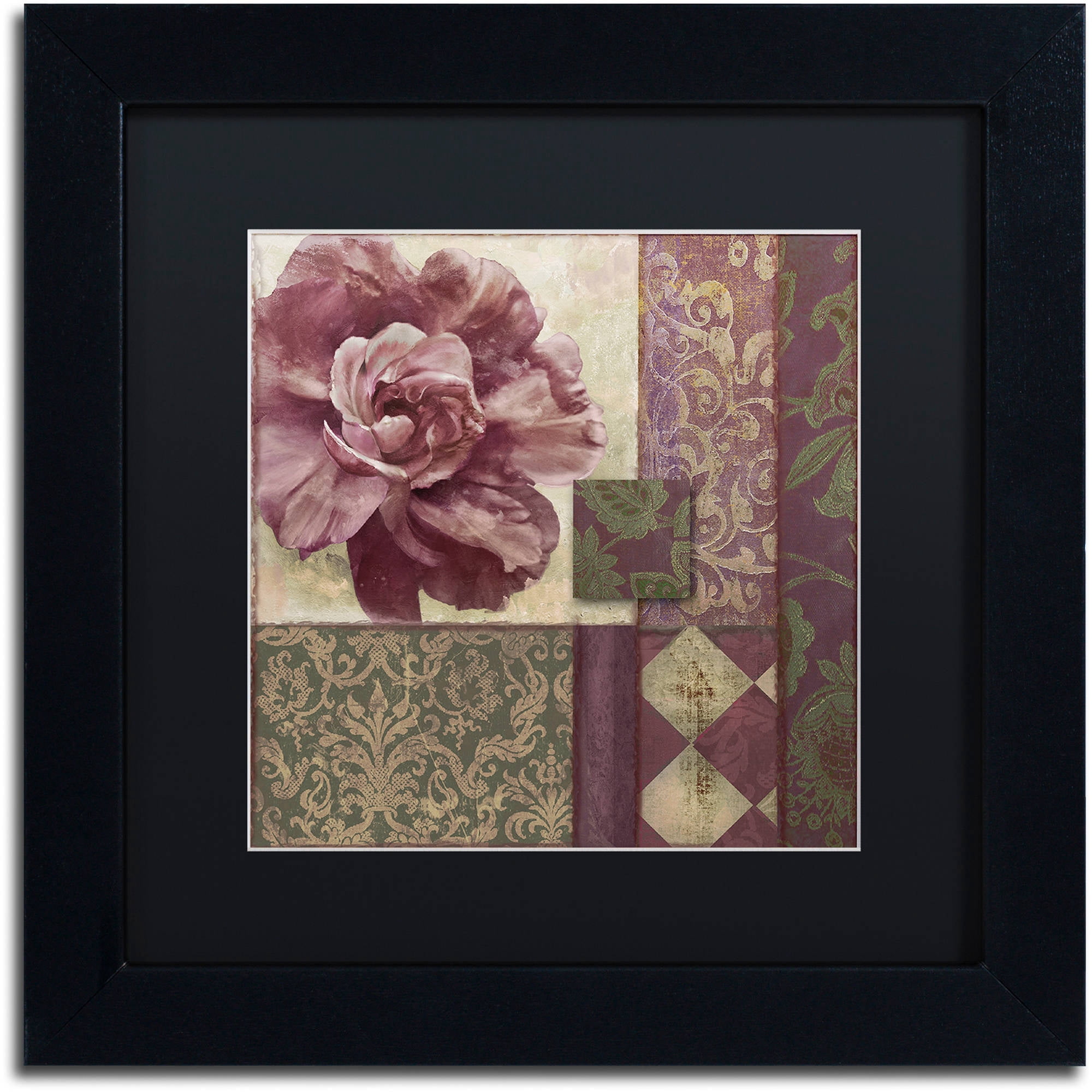 Trademark Fine Art "Patch Work Brocade I" Canvas Art by Color Bakery Black Matte, Black Frame