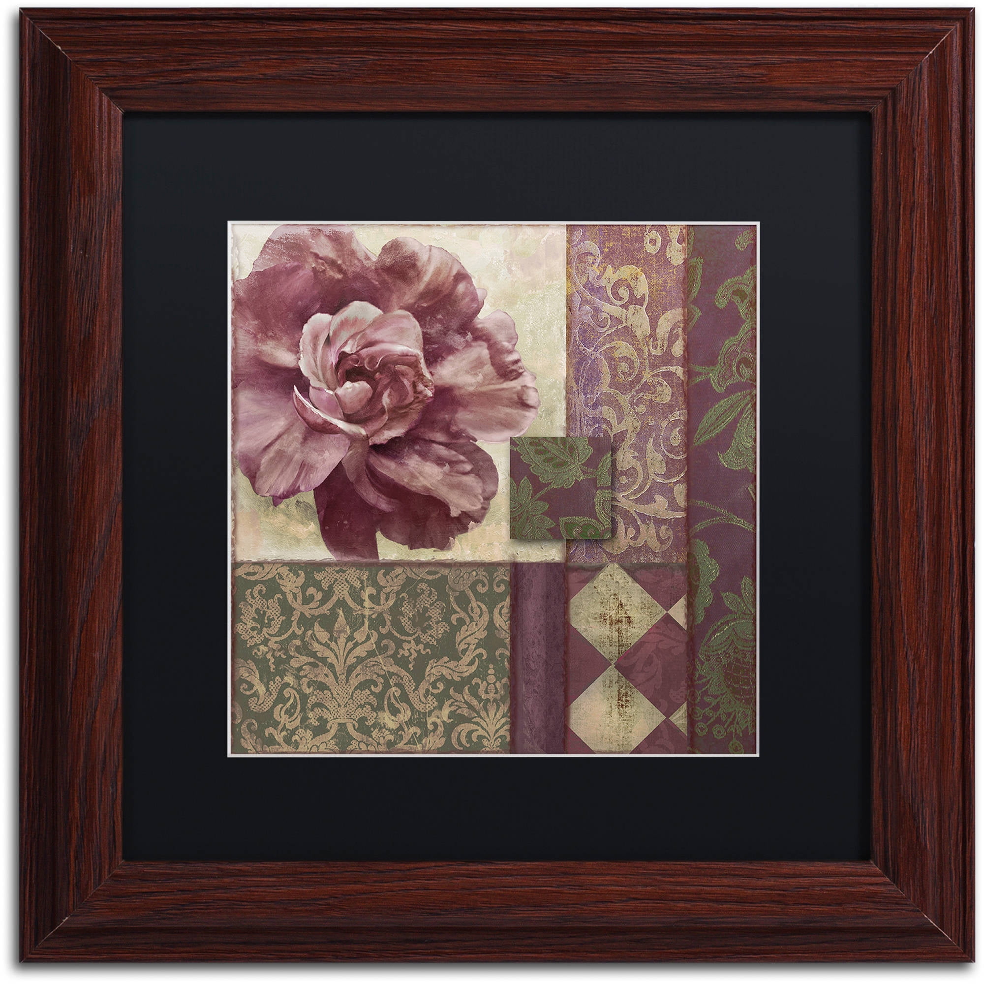 Trademark Fine Art "Patch Work Brocade I" Canvas Art by Color Bakery Black Matte, Wood Frame